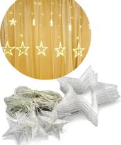 Decoração Natal Cascata Estrela 138 Lâmpadas LEDs Amarelo 3M Decoração Natal Cascata Estrela 138 Lâmpadas LEDs Amarelo 3M