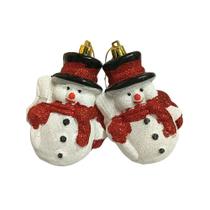 Decoração Natalina 2 Boneco de Neve de Luxo pra Pendurar na Árvore de Natal
