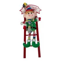 Decoração Natalina 50 X 23cm Duende Placa Bem Vindo Decoração Natalina 50 X 23cm Duende Placa Bem Vindo