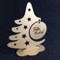 Decoração Natalina árvore minimalista com estrelas e Bolinha com frase de Feliz Natal 22cm