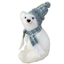 Decoração Natalina Boneco Urso Polar Neve Sentadinho Natal