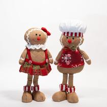 Decoração Natalina Dupla Bonecos Natal Biscoito Ginger 30cm Decoração Natalina Dupla Bonecos Natal Biscoito Ginger 30cm