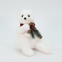 Decoração Natalino Enfeite Urso Polar Cachecol Xadrez 20 cm Decoração Natalino Enfeite Urso Polar Cachecol Xadrez 20 cm