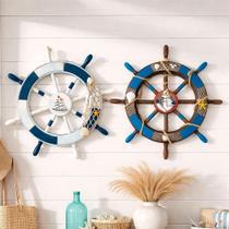 Decoração Náutica de Parede Kit 2 Timão Decorativo para Casa Praia e Ambientes Azul MDF 45cm Decoração Náutica de Parede Kit 2 Timão Decorativo para Casa Praia e Ambientes Azul MDF 45cm