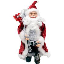 Decoração Papai Noel Com Casaco Saco Presentes Lampião 30cm