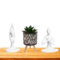 Decoração para mesa kit 3 peças cerâmica branco