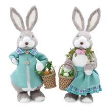 Decoração Páscoa Casal Coelhos Grande de Palha 43 cm Decoração Páscoa Casal Coelhos Grande de Palha 43 cm