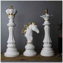 Decoração Peças De Xadrez Rei Rainha E Cavalo Escultura Média Estátua - Gici Decor