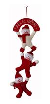 Decoração Pendente Trio Boneco De Neve Com Placa Feliz Natal - Breeza Natal