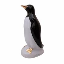 Decoração Pinguim Detalhes Em Ouro Geladeira 24 Cm Em Porcelana - Várias Variedades