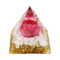 Decoração Pirâmide De Orgonite Rosa Com Cristais Brancos Para Decoração De Casa Presente De Feriado