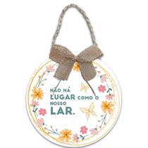 Decoração Placa de Porta Guirlanda Frases Bem vindo Jesus Vive Lar Abençoado com Laço Grande 30cm