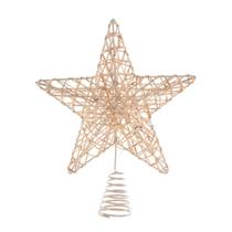 Decoração Ponteira de Árvore de Natal de Rattan Dourada de 25cm - Cromus