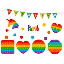Decoração Pop It Kit Painel e Faixa em EVA Festa Fidget Toy com 17 Pçs