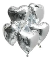 Decoração Prata Kit 10 Balões Coração Metalizado