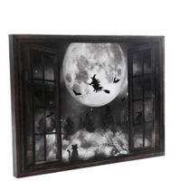 Decoração Quadro Iluminado Cemitério Bruxa Halloween Decoração Quadro Iluminado Cemitério Bruxa Halloween