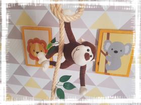 Decoração quarto de bebê safari corda decorativa com macaco de pelúcia - Quiosque artigos infantis