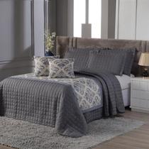 Decoração Quarto Elegante Cobre Leito Colcha + Peseira + Capa de Almofada Cama Casal 06 Peças.