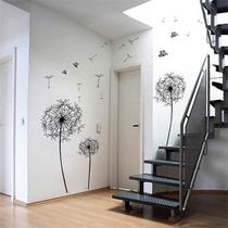 Decoração Romântica Adesiva Dente de Leão com Borboletas e Brisa Adesivo de Parede para Penteadeira