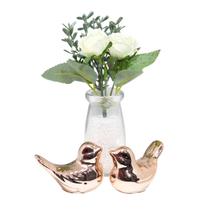 Decoração Sala Lavabo Banheiro Vasinho Flor Passarinho Luxo