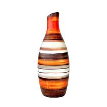 Decoração sala vaso garrafa listra laranja artesanal decor