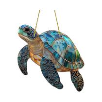 Decoração Suspensa Em Acrílico Temática Do Oceano, Tartaruga De 7,87 Polegadas, Decoração 2D Para
