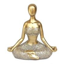 Decoração Yoga Dourada Meditação Em Resina meditando posição enfeite rezando - Luthi Comércio de Presentes