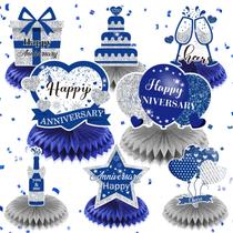 Decoración de Mesa Aniversario LUUFILx en Azul y Plateado 8 Piezas Panal de Abeja Decoración de Mesa Aniversario LUUFILx en Azul y Plateado 8 Piezas Panal de Abeja