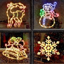 Decoraciones de luces con siluetas para ventana de Navidad Minetom