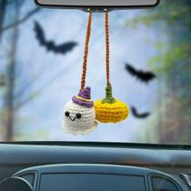 Decorações ao ar livre de Halloween: crochê, abóbora e fantasma Decorações ao ar livre de Halloween: crochê, abóbora e fantasma