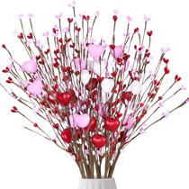 Decorações Artificiais Tifeson - 6 Ramos de Flores e Bagas em Formato de Coração Decorações Artificiais Tifeson - 6 Ramos de Flores e Bagas em Formato de Coração