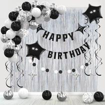 Decorações de aniversário Ashmole Black para homens e mulheres com banner