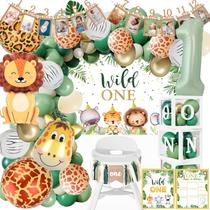 Decorações de aniversário AYOKANTY Wild One Jungle Theme 1st Decorações de aniversário AYOKANTY Wild One Jungle Theme 1st
