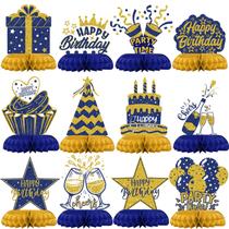 Decorações de aniversário Celee Blue Gold Honeycomb 12 unidades Decorações de aniversário Celee Blue Gold Honeycomb 12 unidades