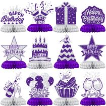 Decorações de aniversário Celee Purple Silver 12 peças femininas
