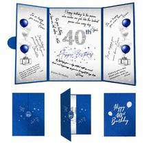 Decorações de aniversário Crenics 40º Livro de Visitas Azul/Prata