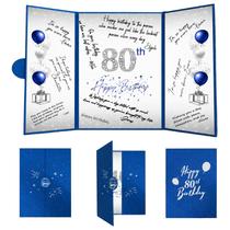 Decorações de aniversário Crenics 80º Livro de Visitas Azul/Prata