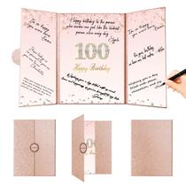 Decorações de aniversário Crenics Rose Gold 100th com livro de sinais Decorações de aniversário Crenics Rose Gold 100th com livro de sinais
