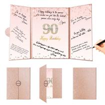 Decorações de aniversário Crenics Rose Gold 90th com livro de sinais