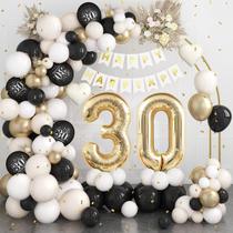Decorações de aniversário Dagelar Black Gold Sand White 30th Decorações de aniversário Dagelar Black Gold Sand White 30th