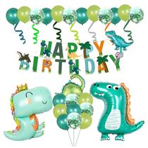 Decorações de aniversário de dinossauro LilyZheng com balões e banner