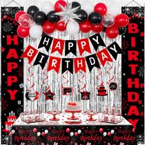 Decorações de aniversário Distasio Red Black para homens, mulheres e crianças