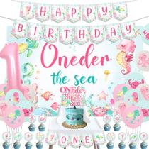 Decorações de aniversário Funmemoir Oneder the Sea 1st Girl