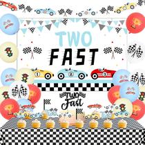 Decorações de aniversário Funmemoir Vintage Two Fast para meninos