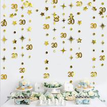Decorações de aniversário Gold 30th Number 30 Circle Dot Garland Decorações de aniversário Gold 30th Number 30 Circle Dot Garland