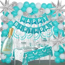 Decorações de aniversário Halema Teal para mulheres e meninas