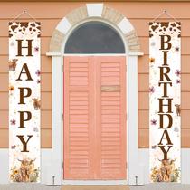 Decorações de aniversário Highland Cow Porch Banner 180x35cm