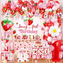 Decorações de aniversário ILUIGGW Strawberry 1st Birthday Girl Decorações de aniversário ILUIGGW Strawberry 1st Birthday Girl