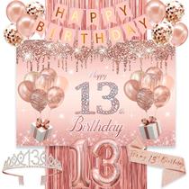 Decorações de aniversário jenlion 13º aniversário para meninas em ouro rosa