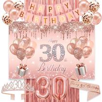 Decorações de aniversário Jenlion 30º aniversário para ela em ouro rosa